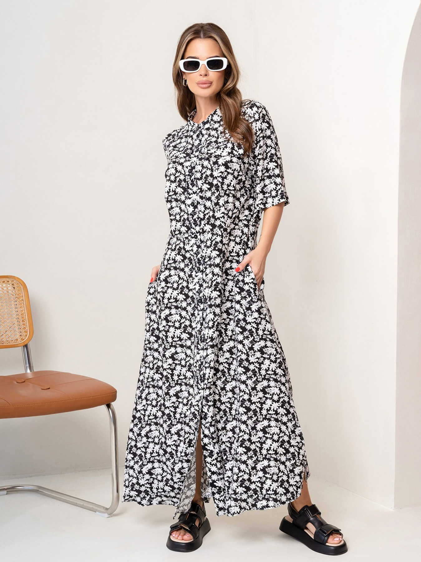 Платье макси ISSA Plus модель 14074_blackwhite Фото