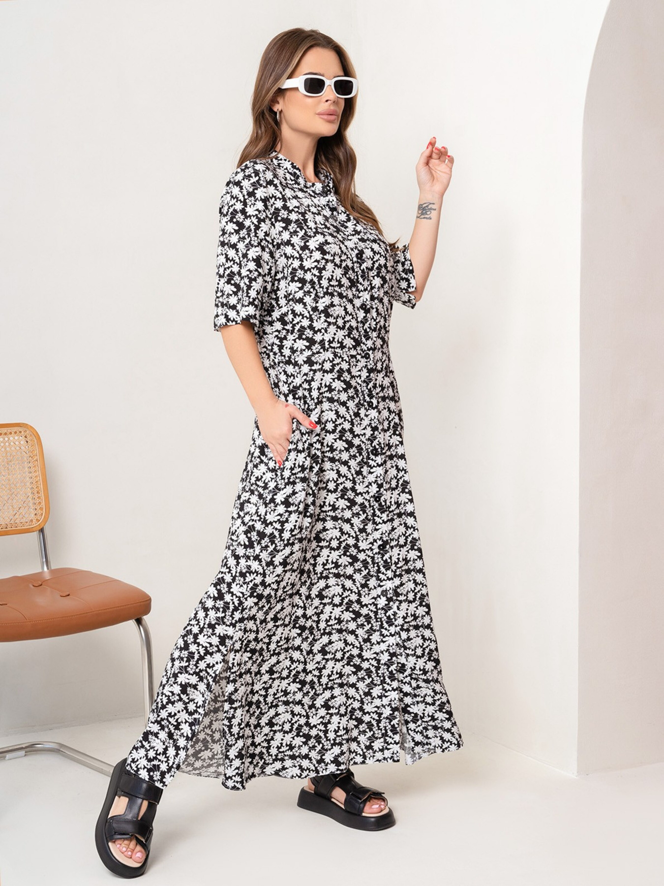 Сукня максі ISSA Plus модель 14074_blackwhite Фото