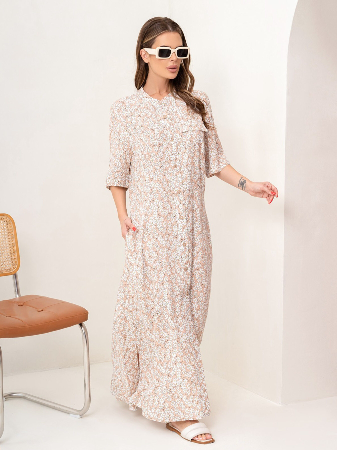 Сукня максі ISSA Plus модель 14076_beige Фото