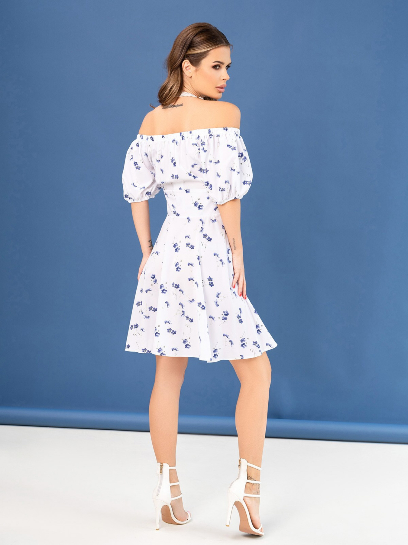 Платье мини ISSA Plus модель SA-474_whiteblue Фото