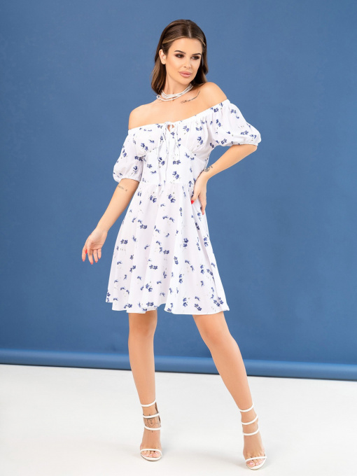 Сукня міні ISSA Plus модель SA-474_whiteblue Фото