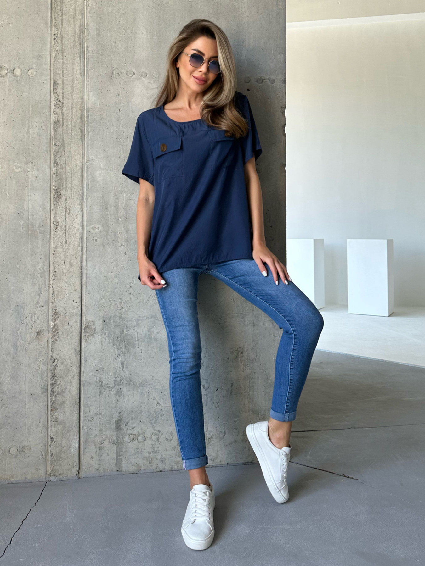 Блуза ISSA Plus модель WN20-493_darkblue Фото