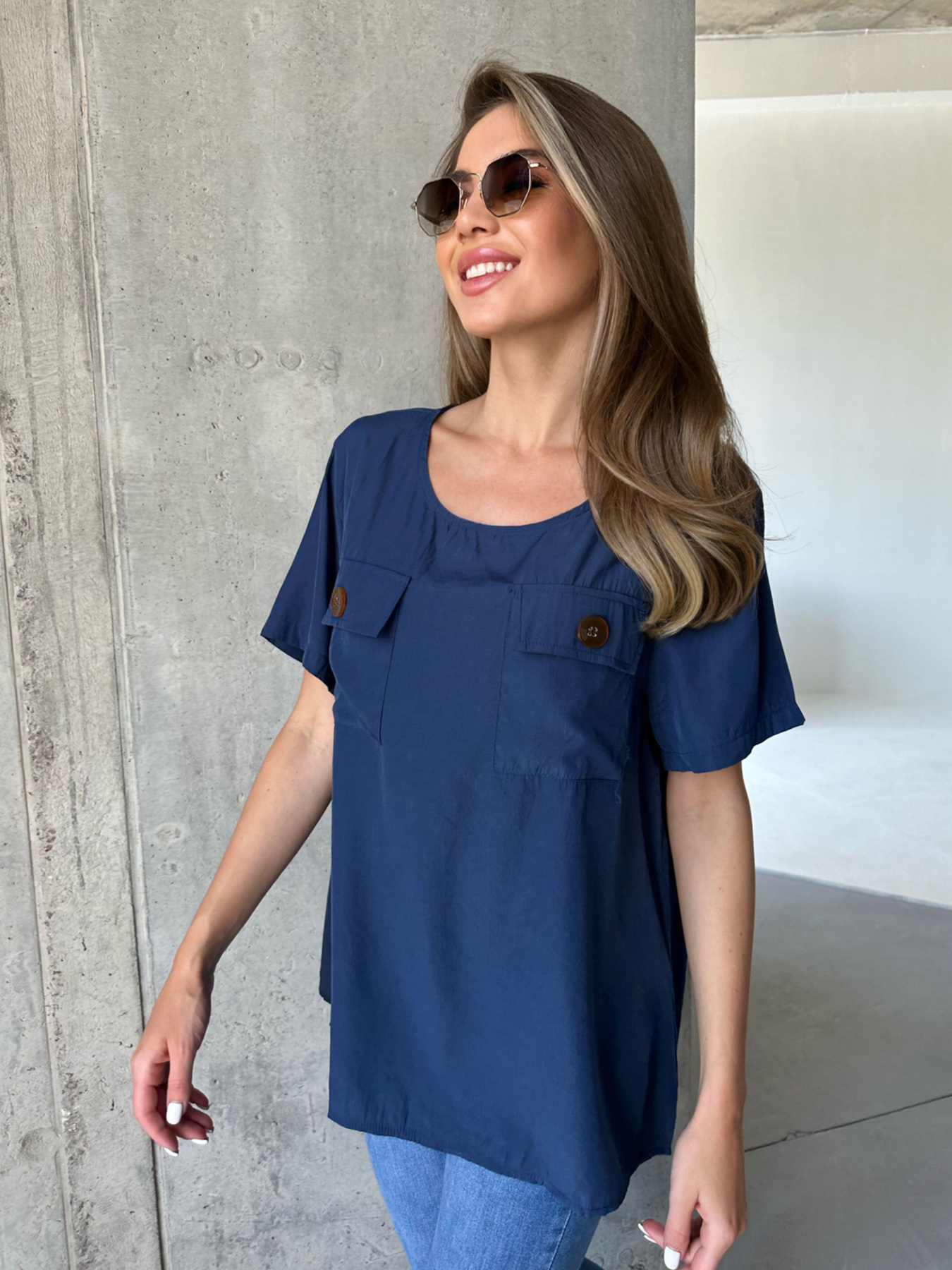 Блуза ISSA Plus модель WN20-493_darkblue Фото