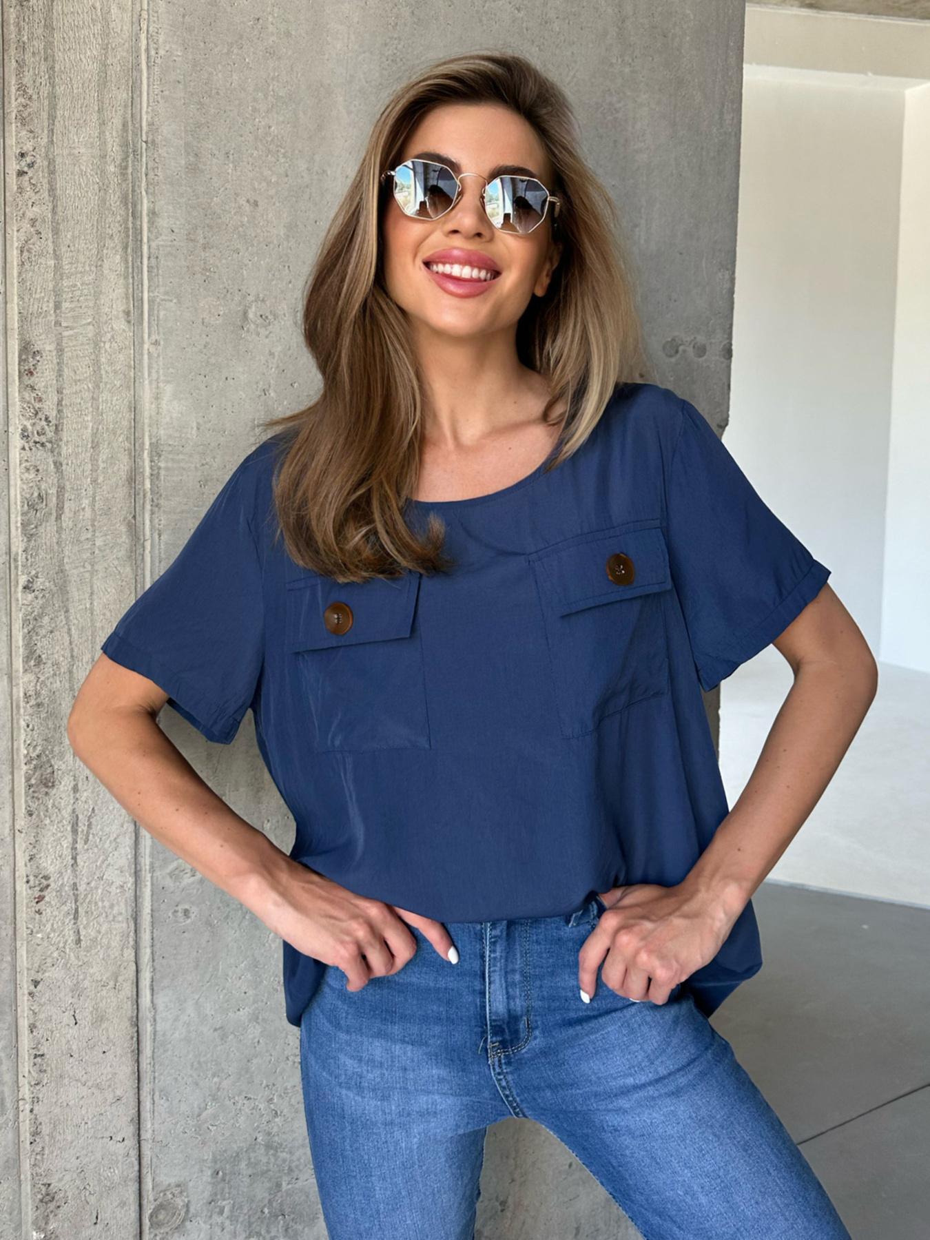 Блуза ISSA Plus модель WN20-493_darkblue Фото