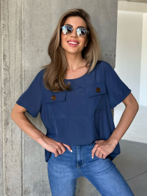 Блуза ISSA Plus модель WN20-493_darkblue Фото