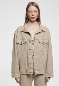 Джинсова куртка Джинсовая куртка - бомбер модель sp21-bmbr-beige-os Фото