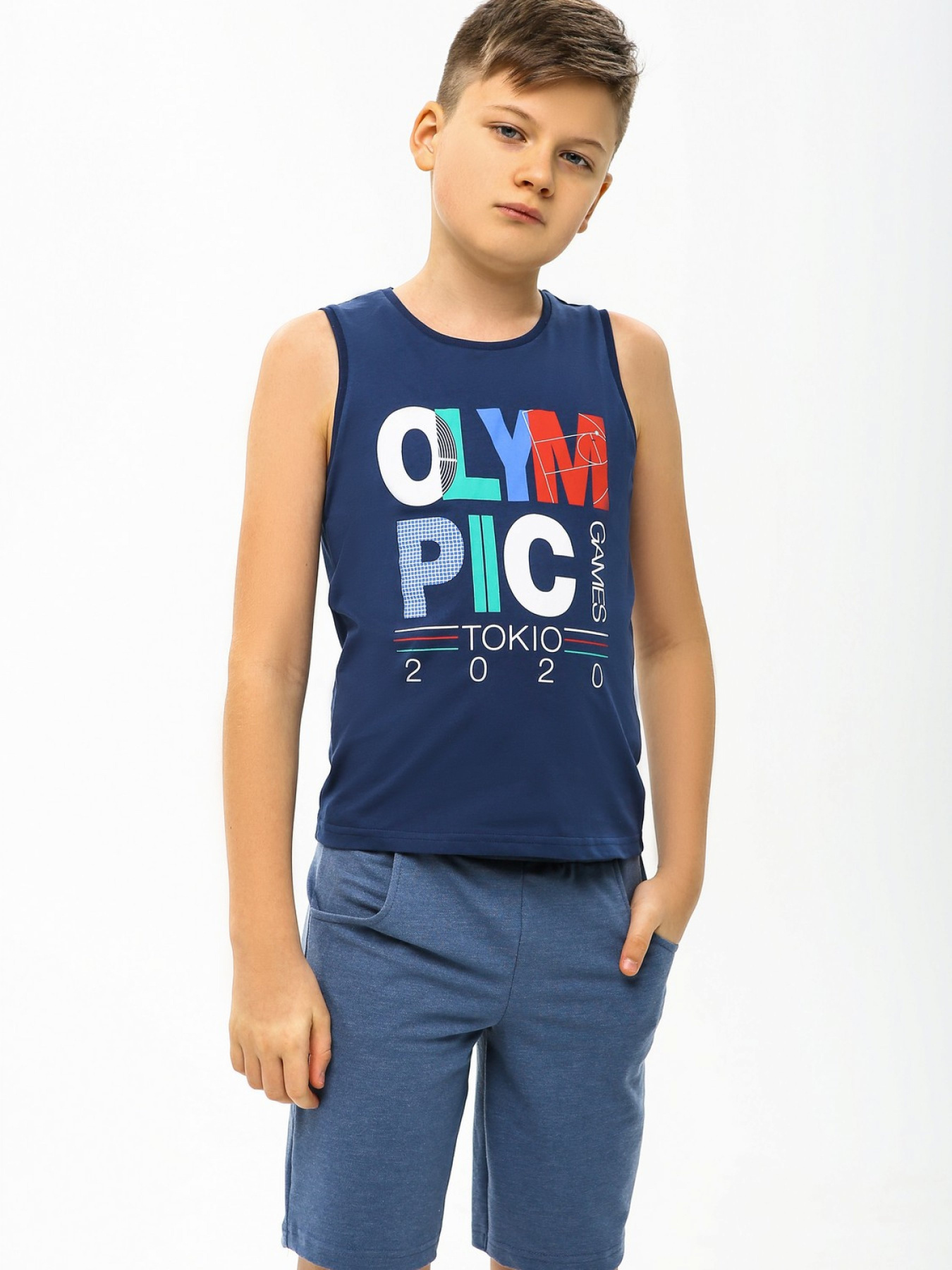 Майка SMIL модель smil_110583-sero-sinij Фото