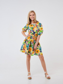 Сукня міні SMIL модель smil_120355-cvety-na-temno-sinem Фото