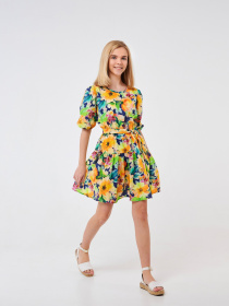 Платье мини SMIL модель smil_120355-cvety-na-temno-sinem Фото