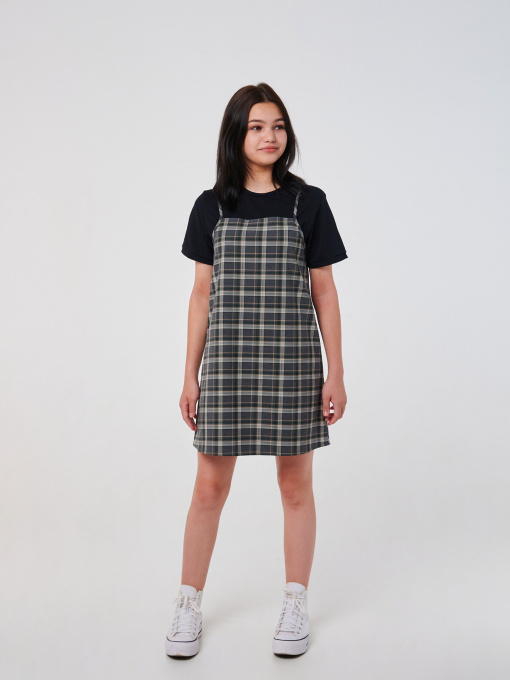 Сарафан SMIL Модель smil_120364-sero-zelenaa-kletka Фото