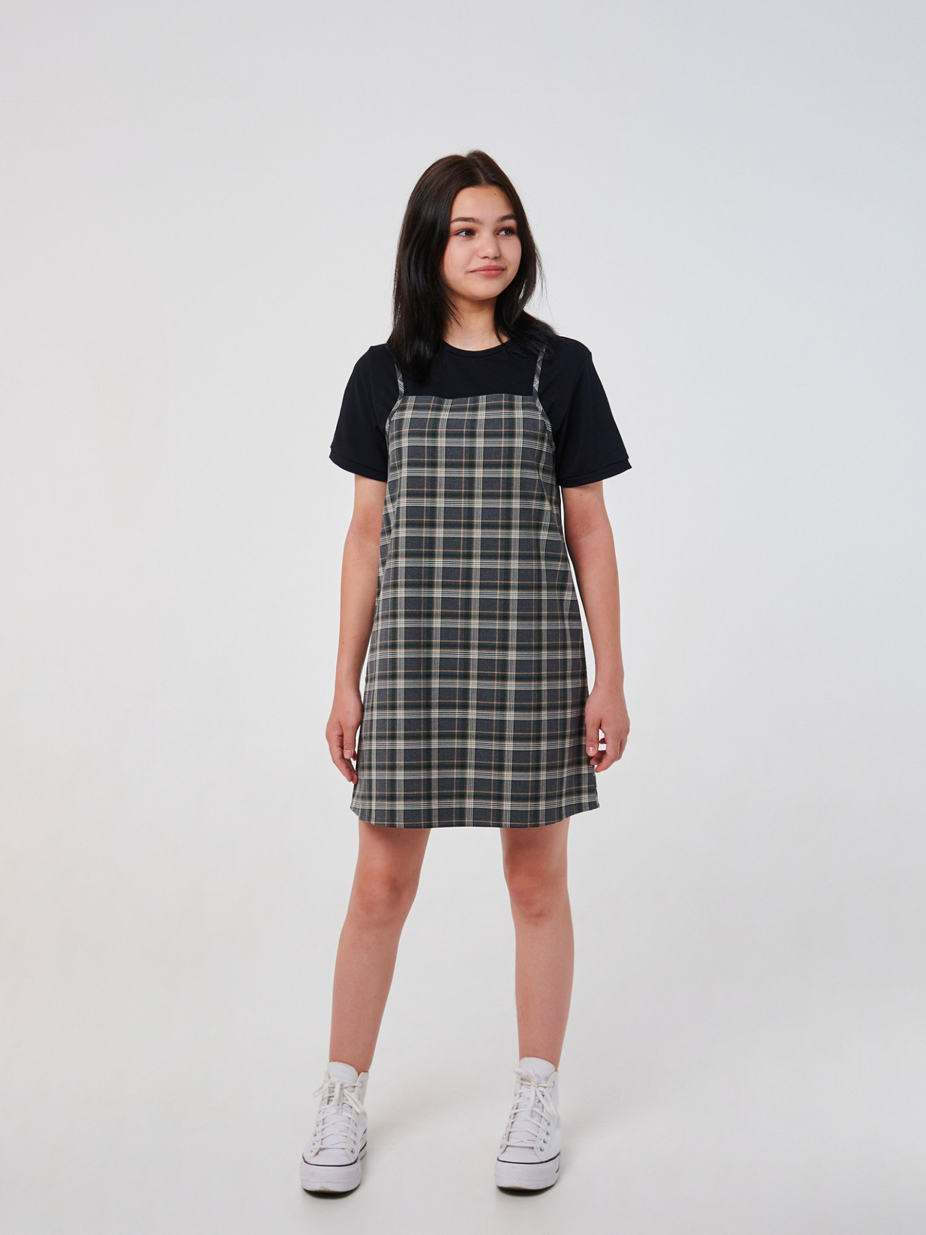 Сарафан SMIL модель smil_120364-sero-zelenaa-kletka Фото