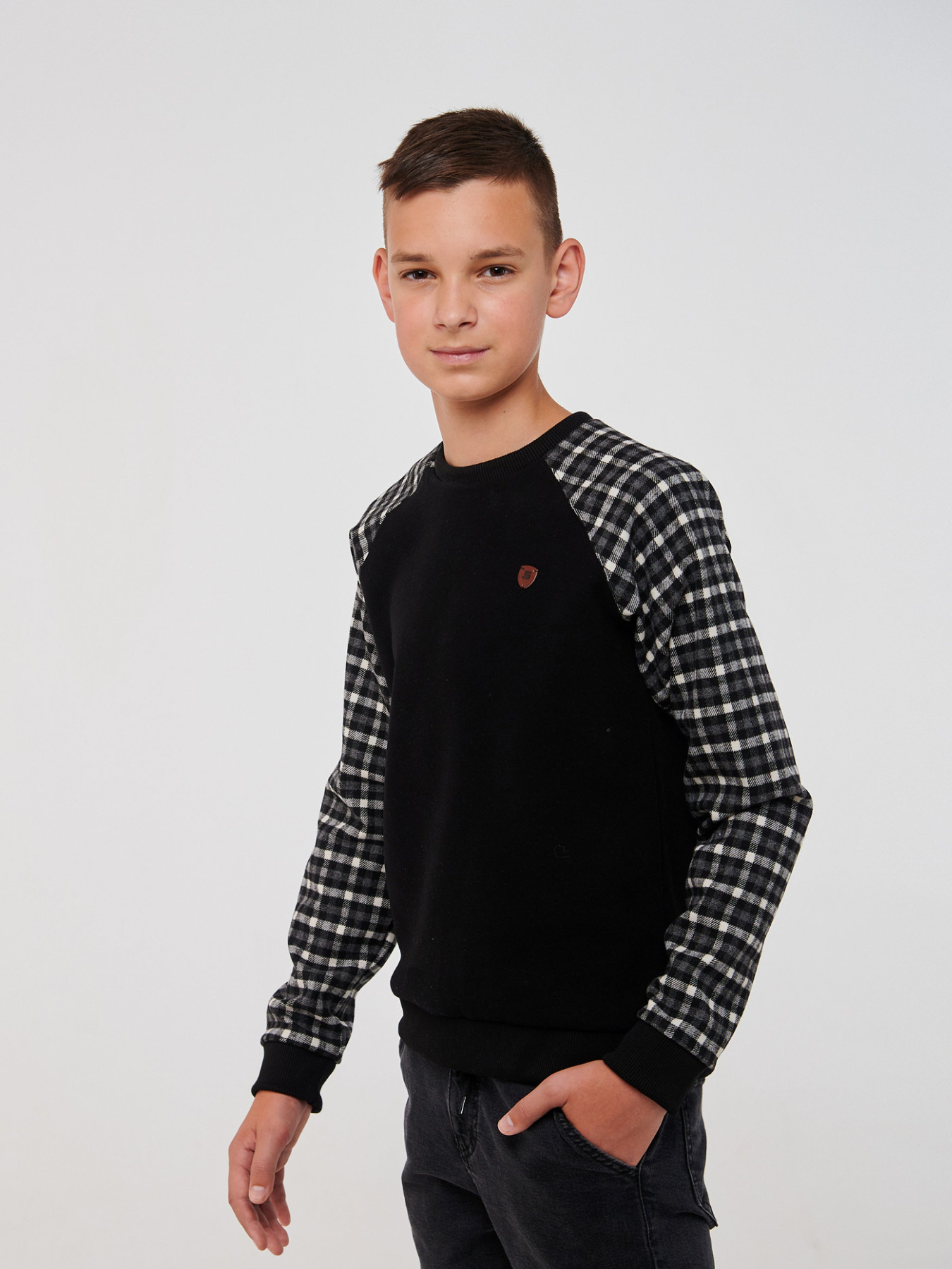 Джемпер SMIL модель smil_116581-cerno-belaa-kletka Фото