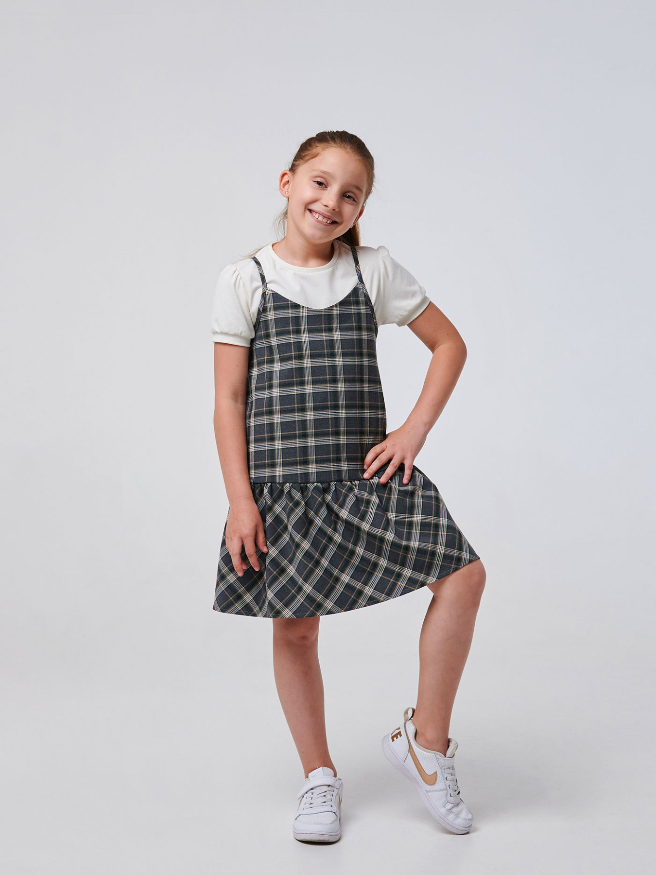 Сарафан SMIL модель smil_120362-sero-zelenaa-kletka Фото