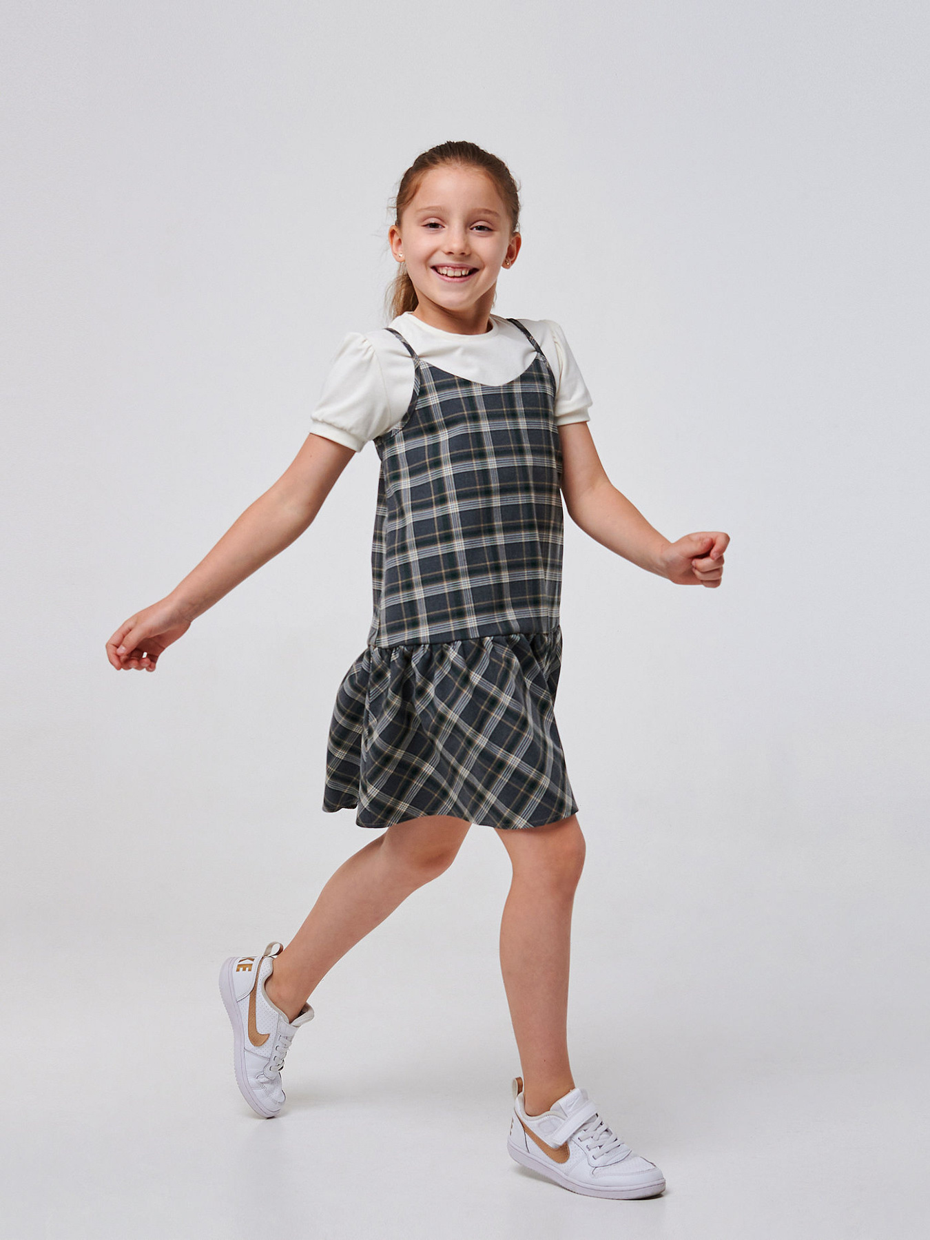 Сарафан SMIL модель smil_120362-sero-zelenaa-kletka Фото