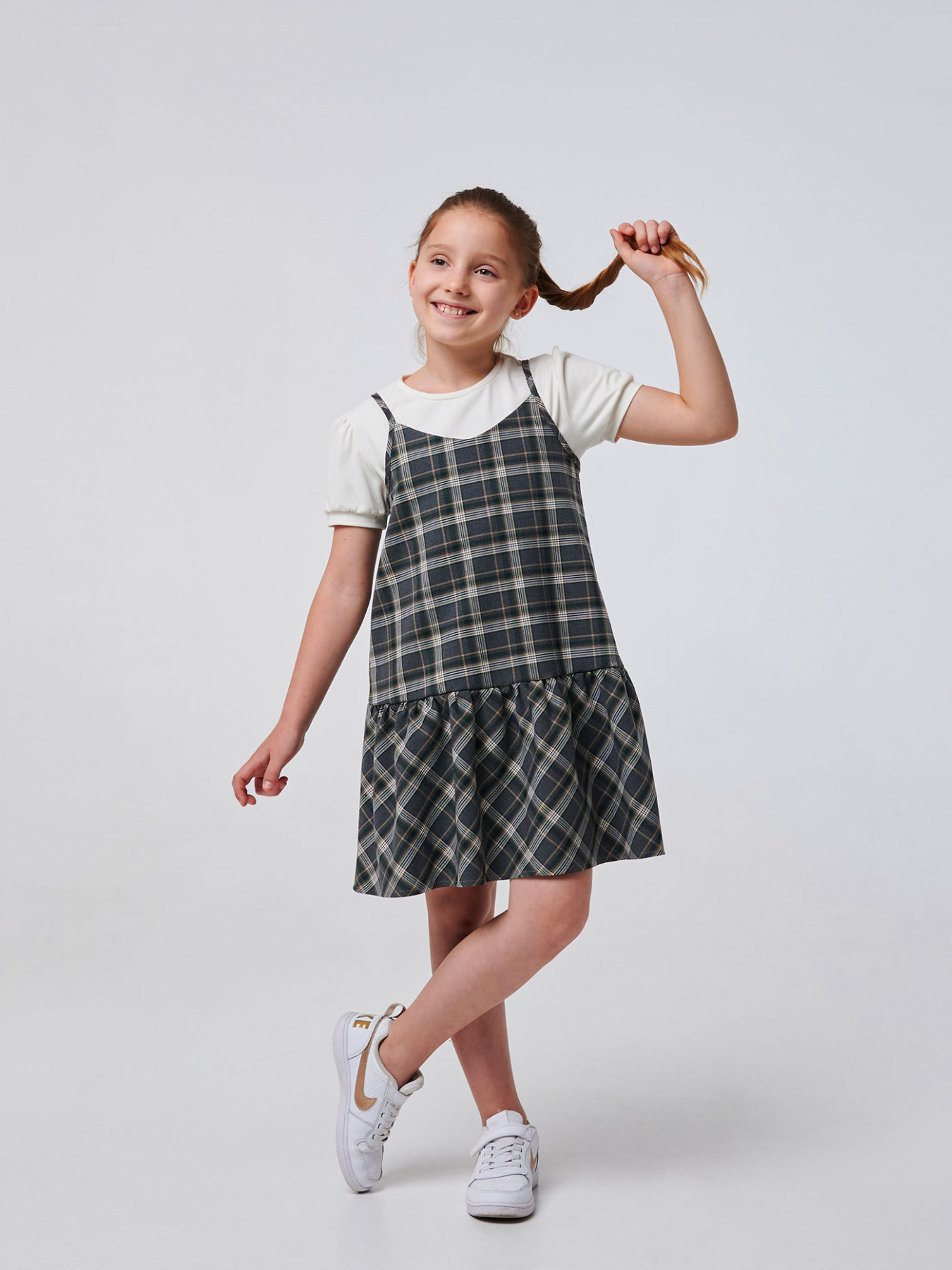 Сарафан SMIL модель smil_120362-sero-zelenaa-kletka Фото