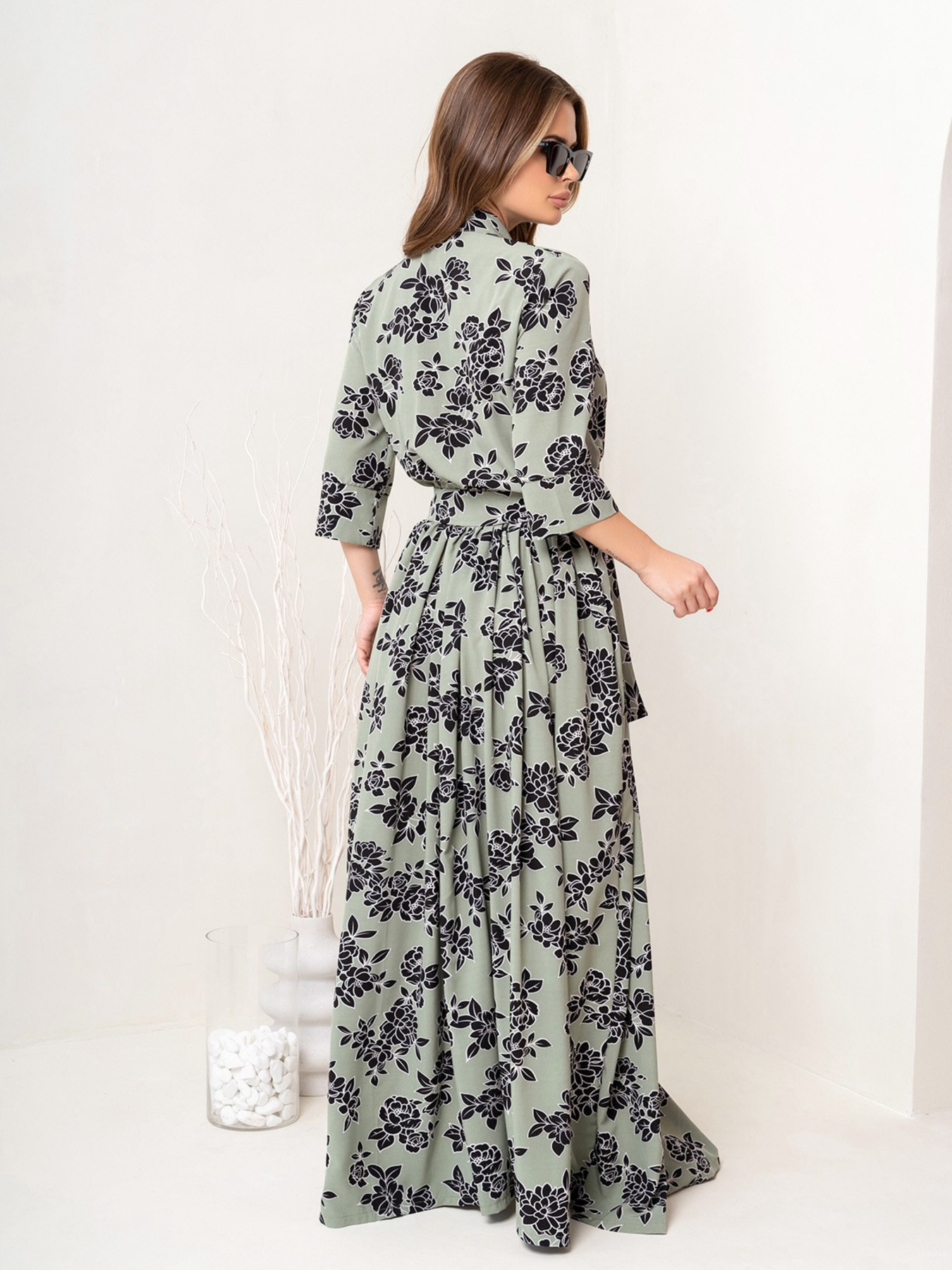 Платье макси ISSA Plus модель 14070_olive Фото