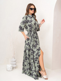 Платье макси ISSA Plus модель 14070_olive Фото