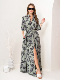 Платье макси ISSA Plus модель 14070_olive Фото