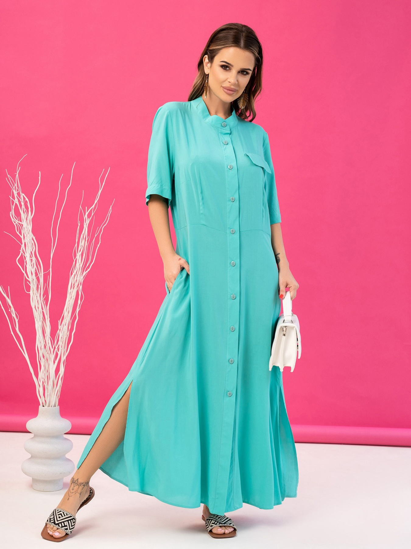 Платье макси ISSA Plus модель 14072_turquoise Платье макси ISSA Plus модель 14072_turquoise Фото
