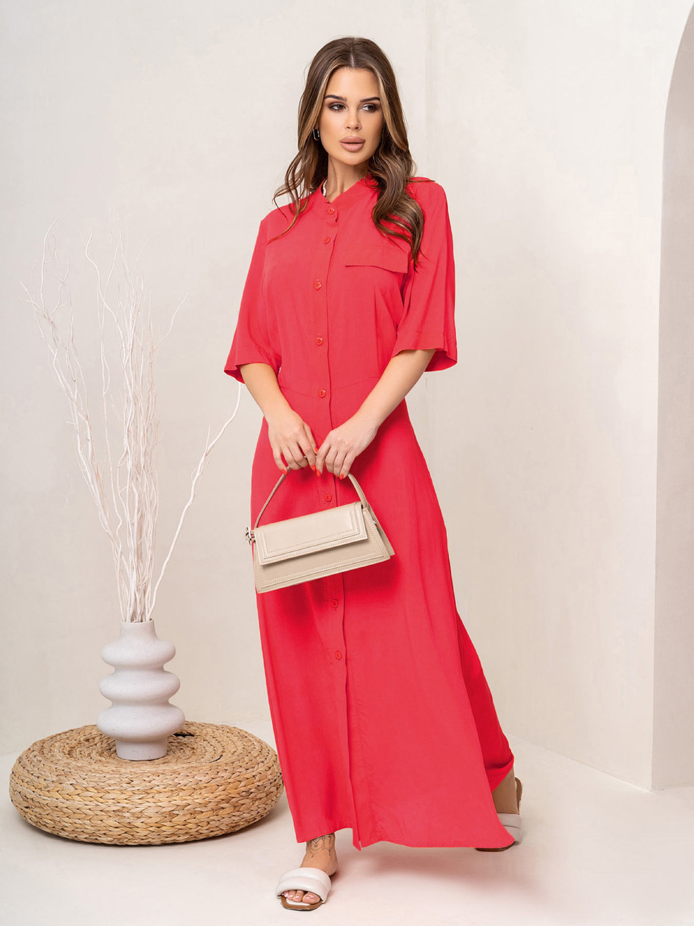 Платье макси ISSA Plus модель 14072_crimson Фото