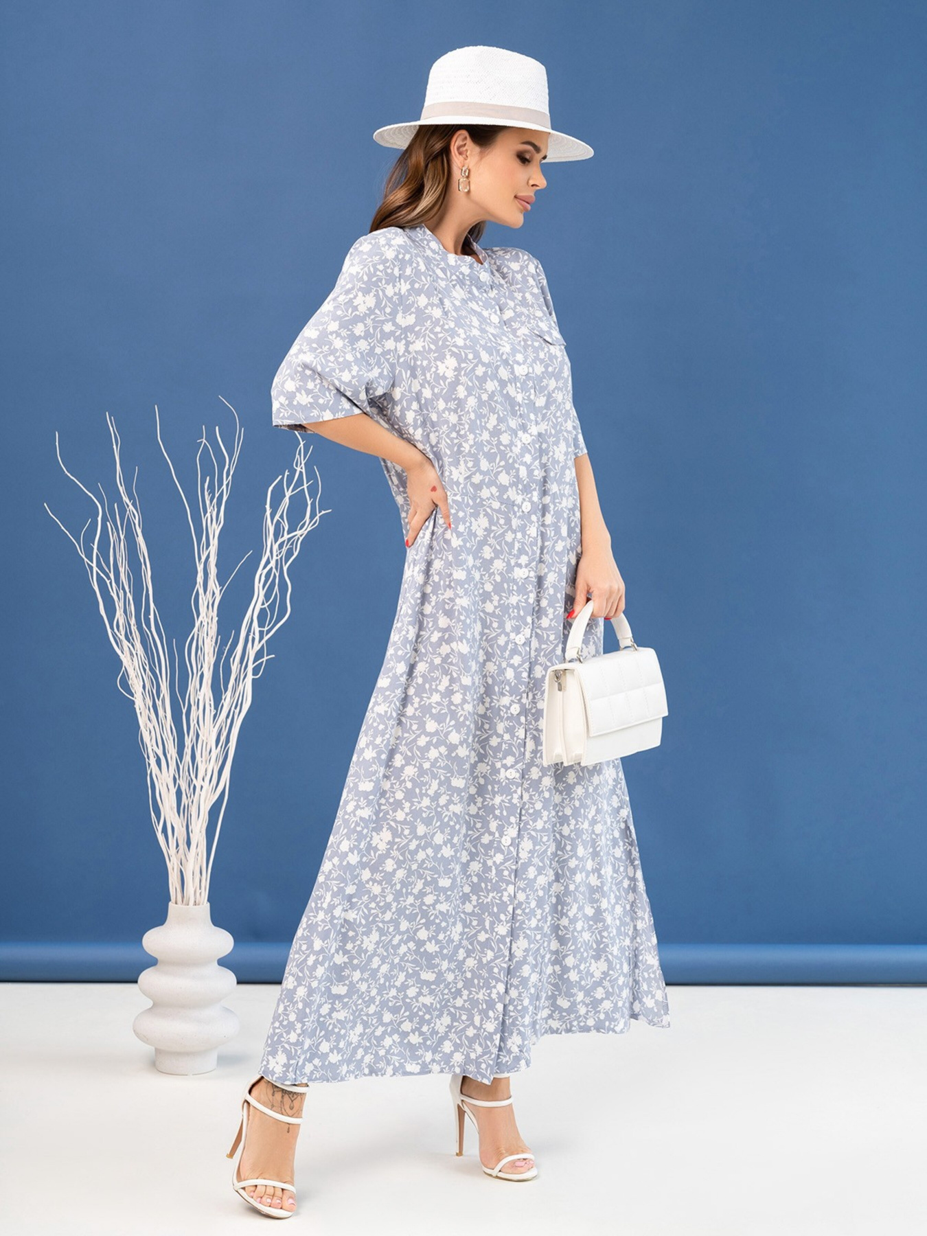 Сукня максі ISSA Plus модель 14077_grey Фото