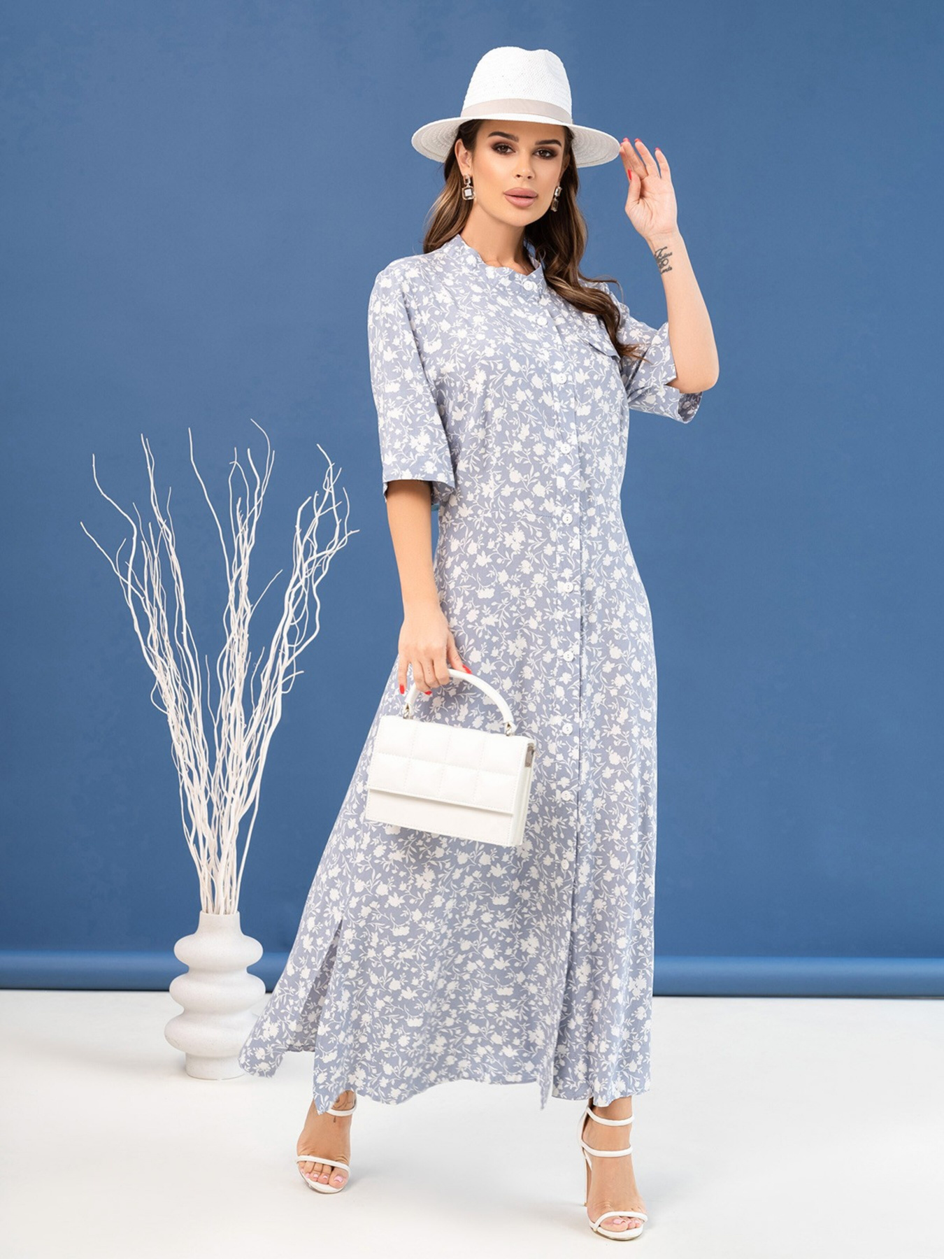 Сукня максі ISSA Plus модель 14077_grey Фото