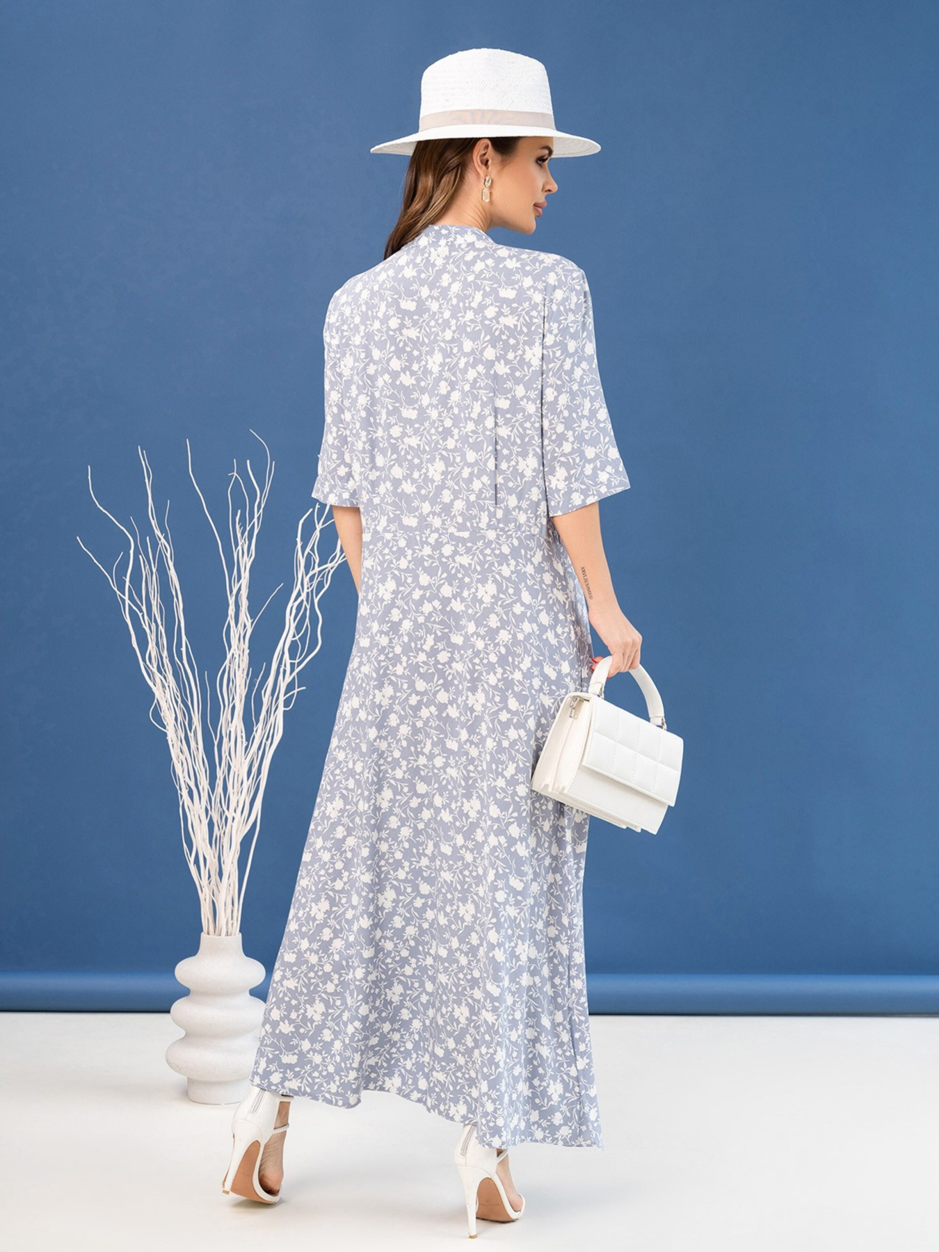 Платье макси ISSA Plus модель 14077_grey Фото