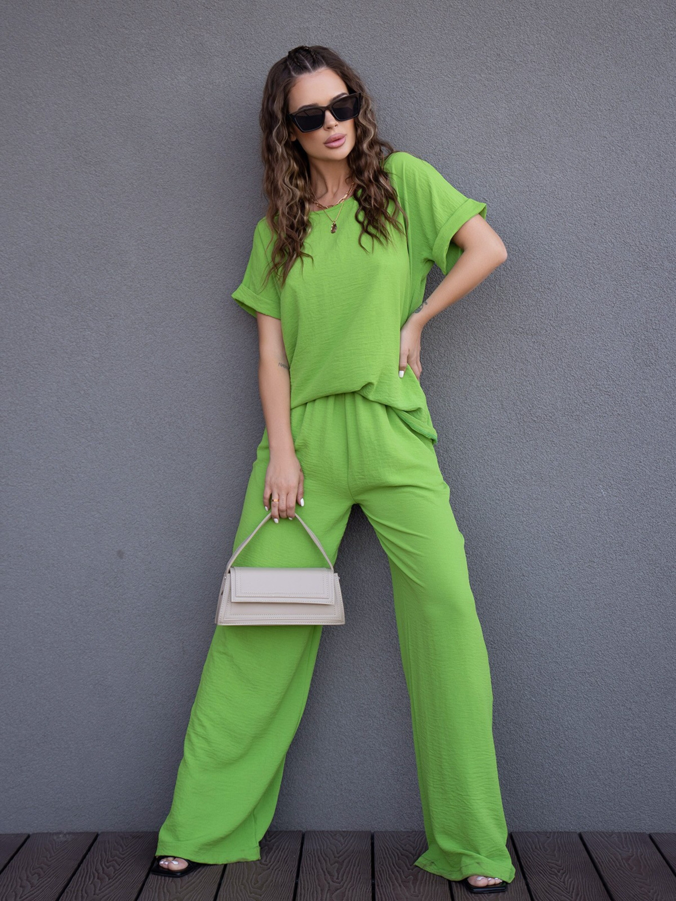 Повседневный костюм ISSA Plus модель 12766_green Фото