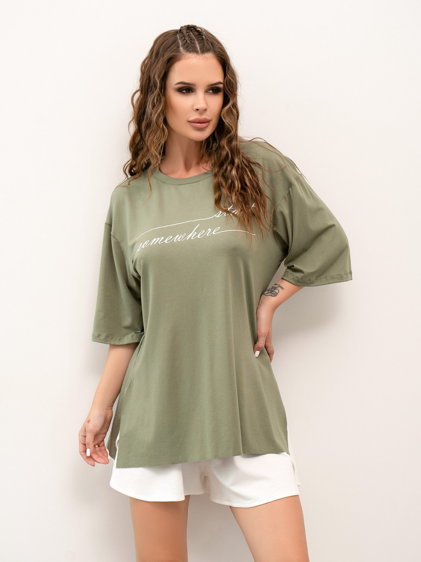 Футболка ISSA Plus модель 14038_olive Футболка ISSA Plus модель 14038_olive Фото