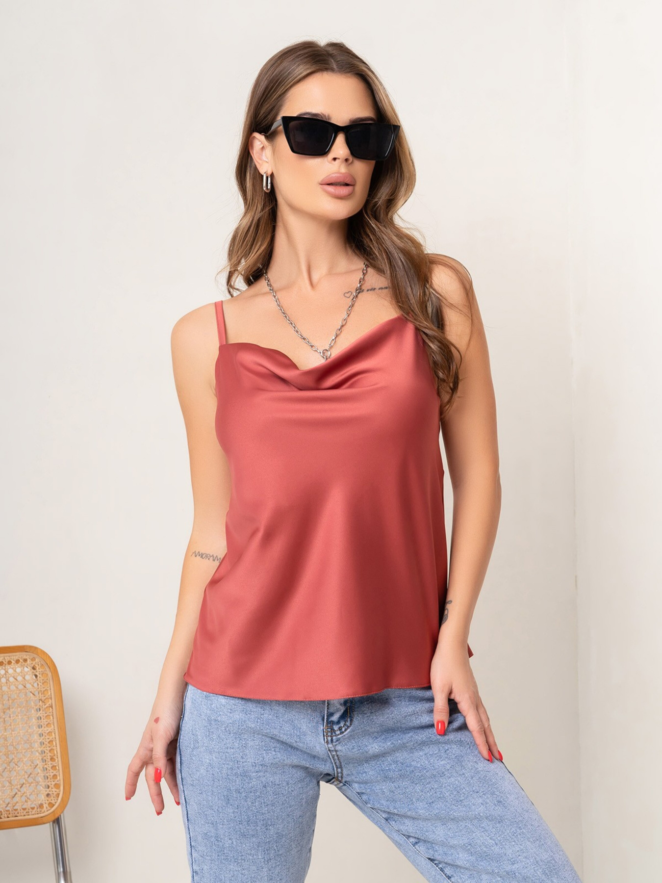 Майка ISSA Plus модель 14049_terracotta Фото