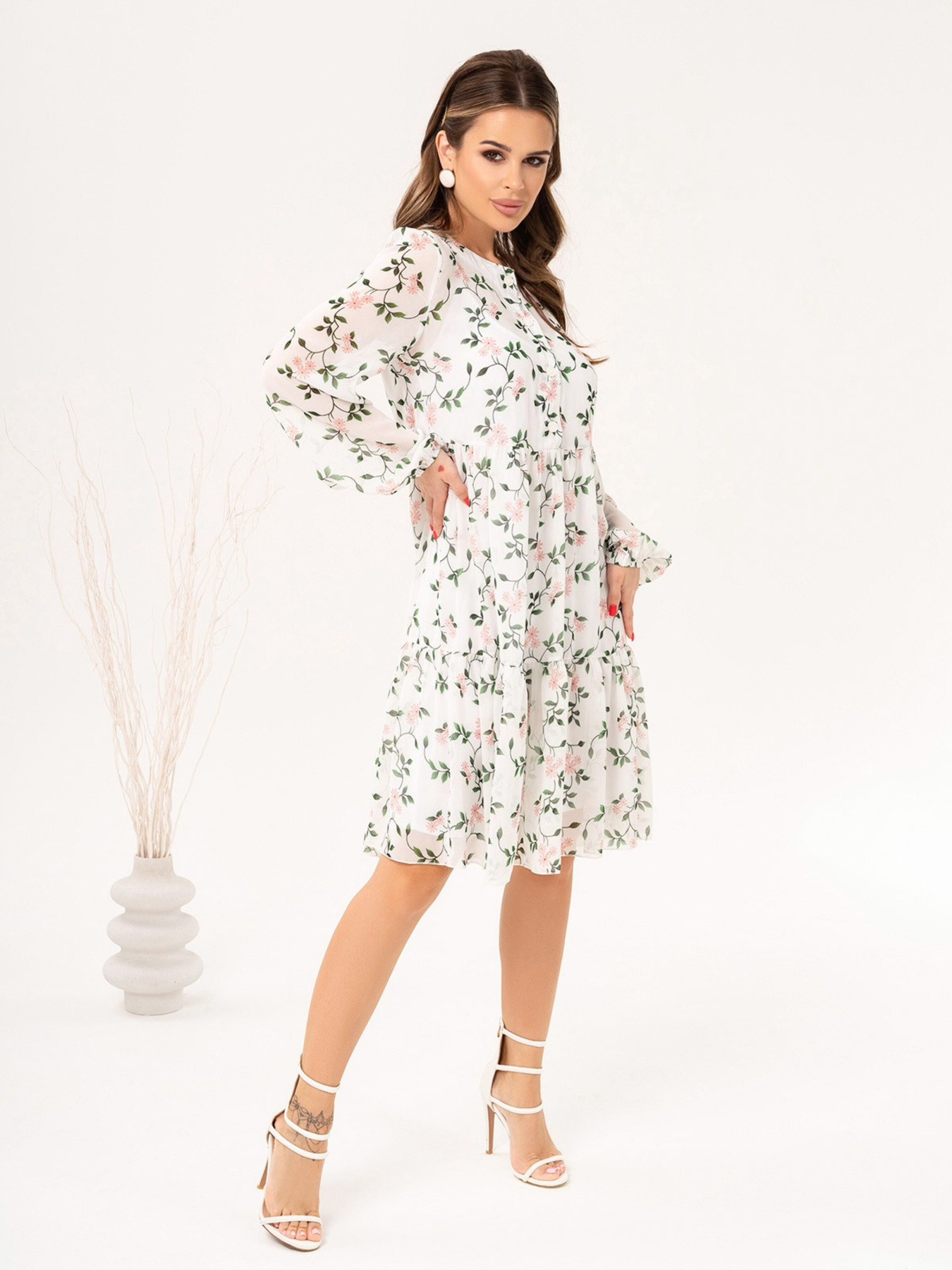 Платье миди ISSA Plus модель 14055_white Фото