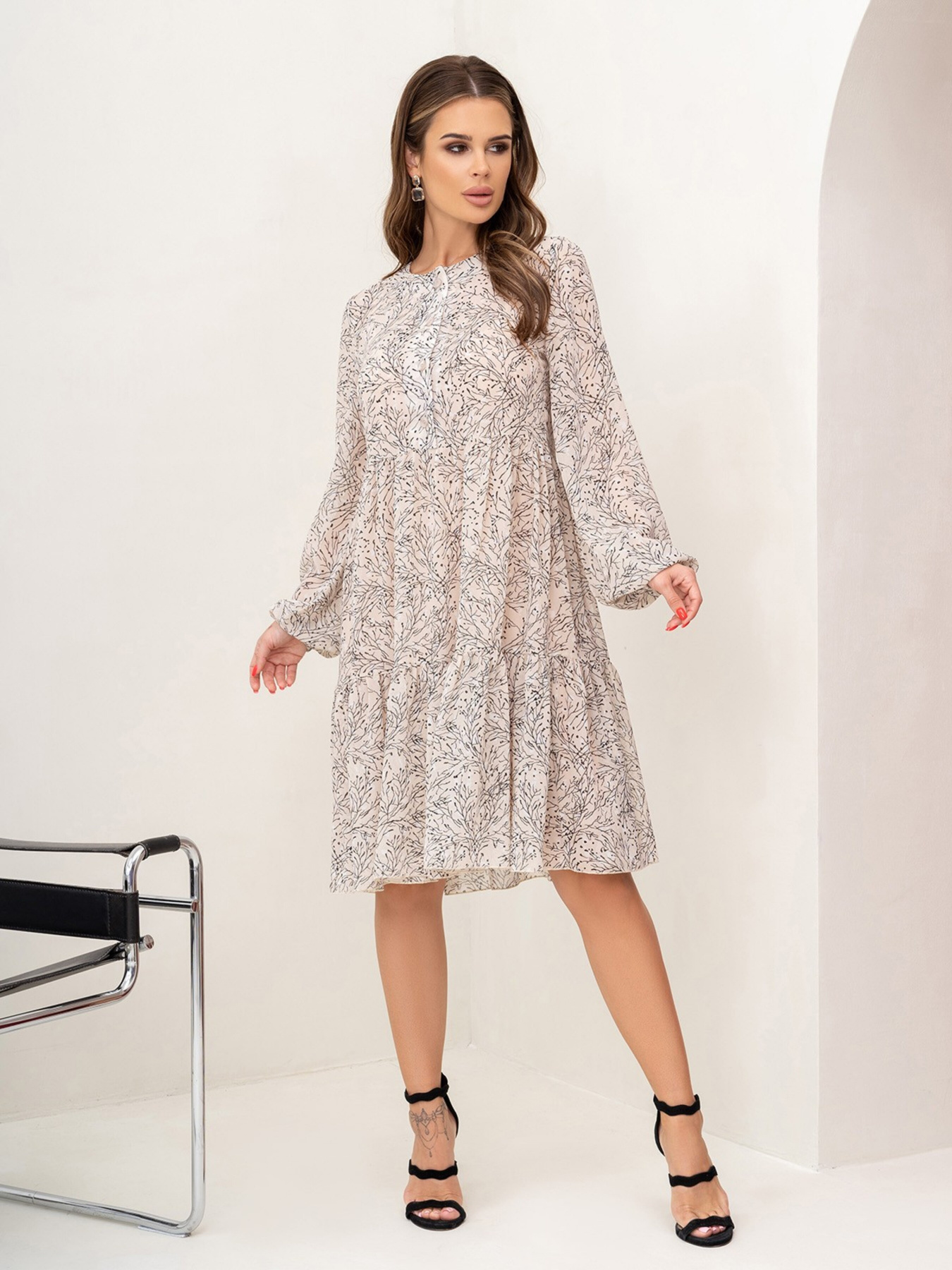 Сукня міді ISSA Plus модель 14056_beige Сукня міді ISSA Plus модель 14056_beige Фото