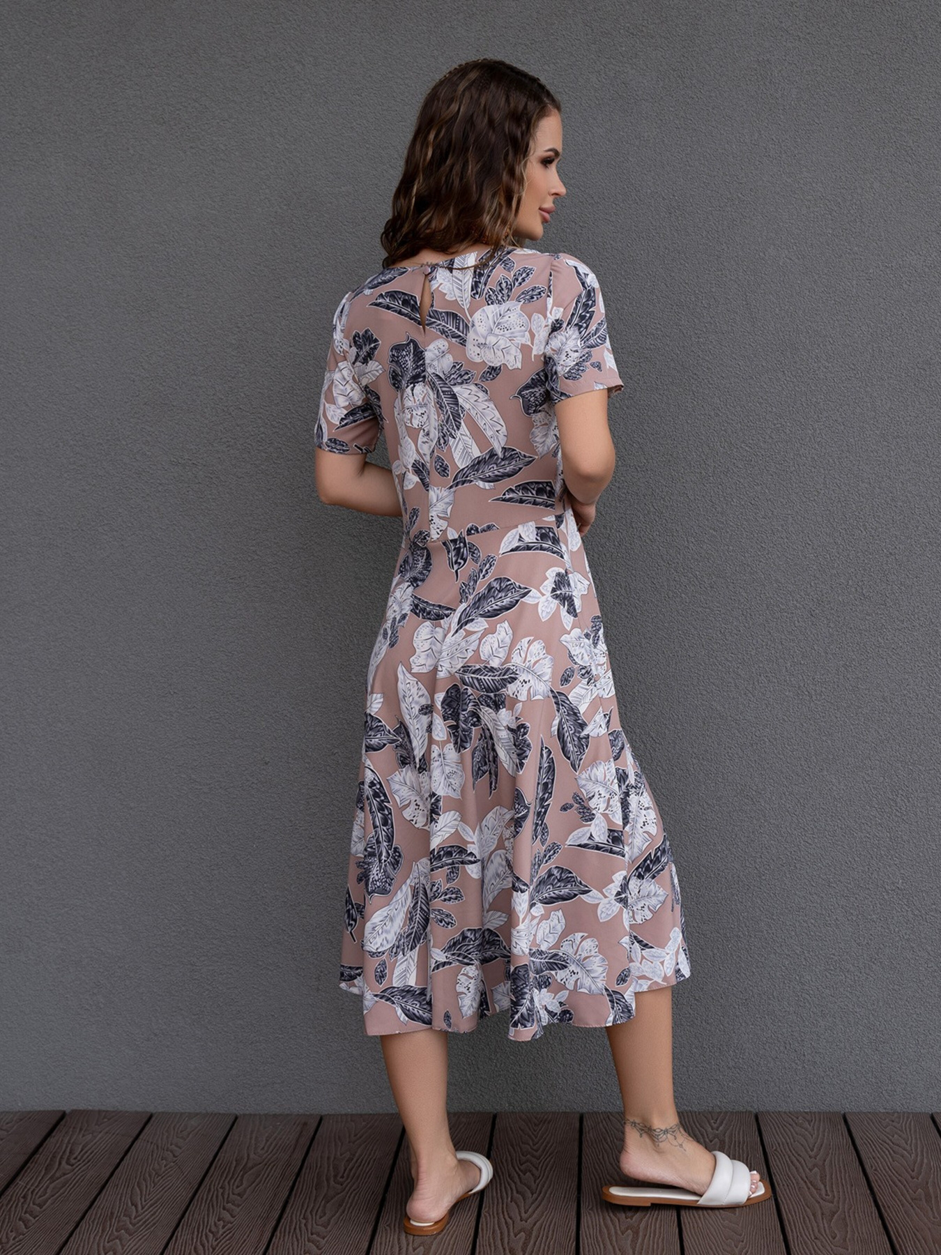 Сукня міді ISSA Plus модель 14082_brown Сукня міді ISSA Plus модель 14082_brown Фото