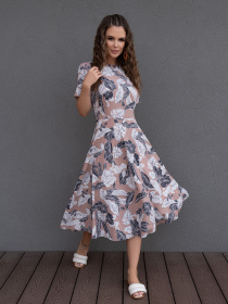 Сукня міді ISSA Plus модель 14082_brown Сукня міді ISSA Plus модель 14082_brown Фото