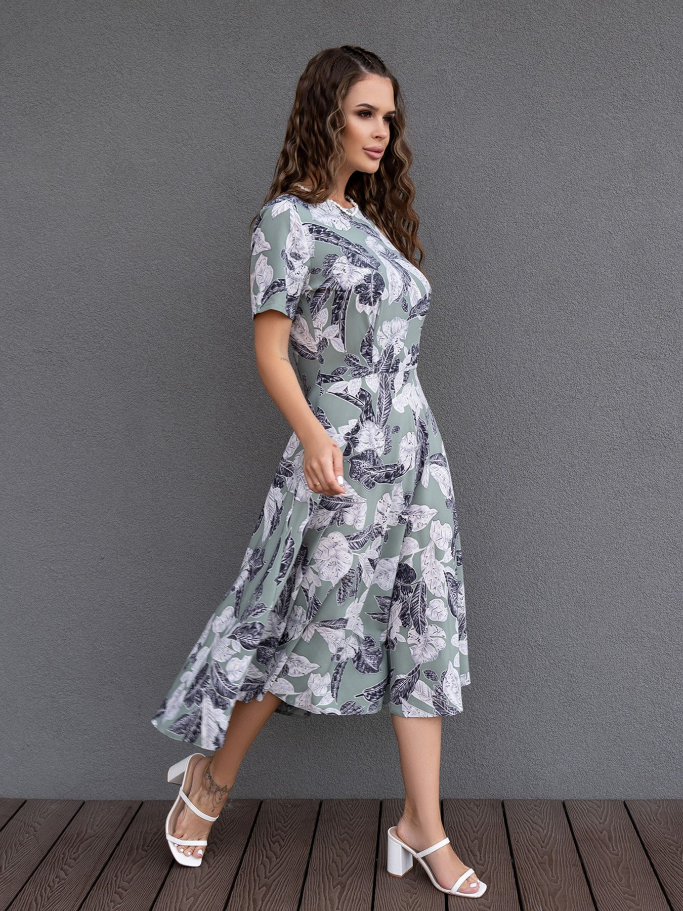 Платье миди ISSA Plus модель 14082_olive Фото