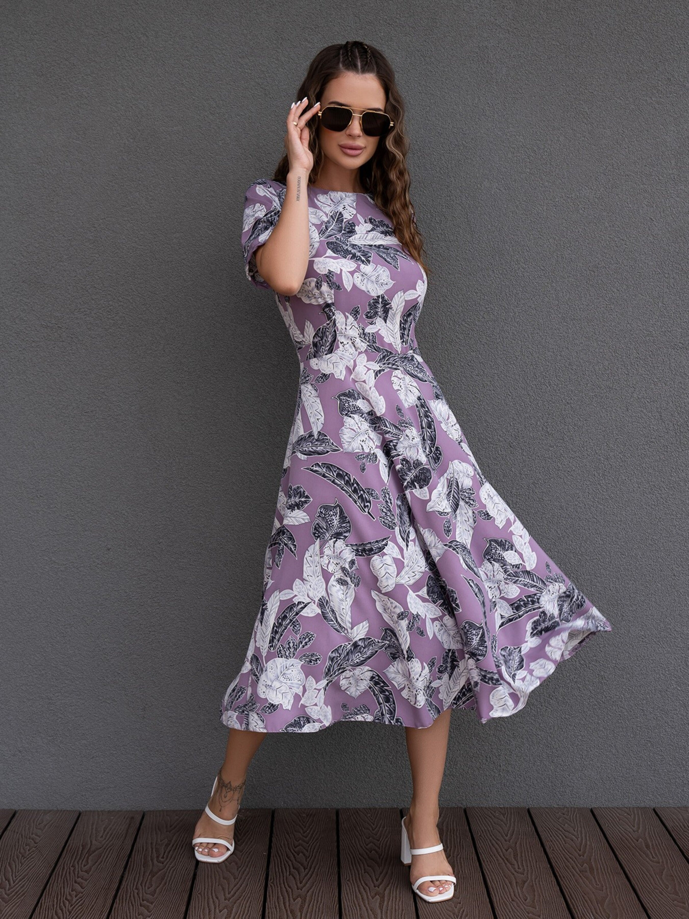 Платье миди ISSA Plus модель 14082_lilac Фото