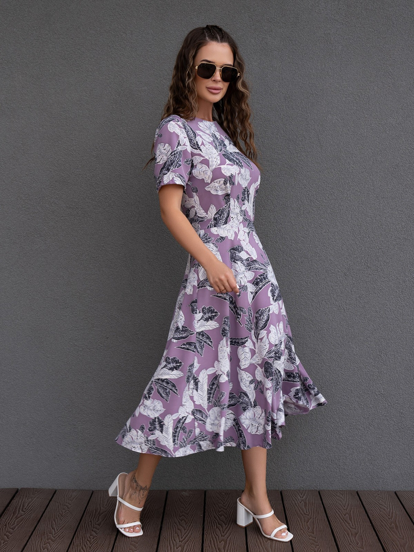 Сукня міді ISSA Plus модель 14082_lilac Сукня міді ISSA Plus модель 14082_lilac Фото