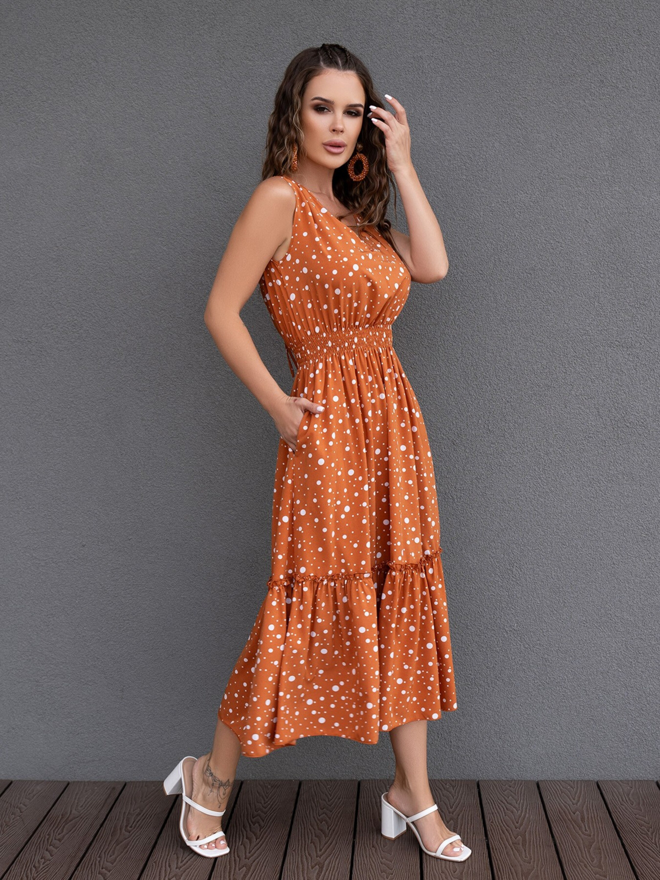 Сукня міді ISSA Plus модель 14091_brown Фото