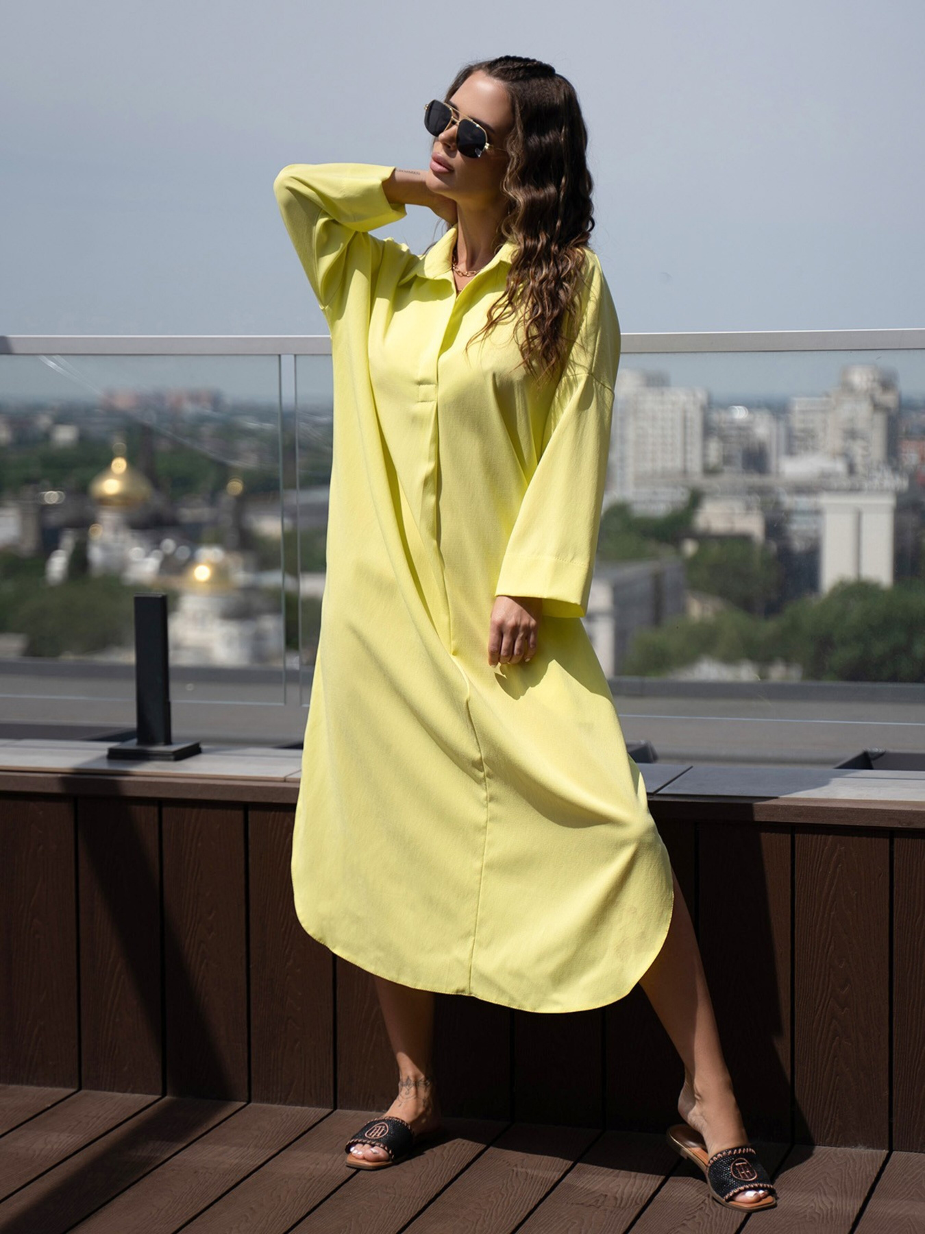 Платье миди ISSA Plus модель 14099_yellow Фото