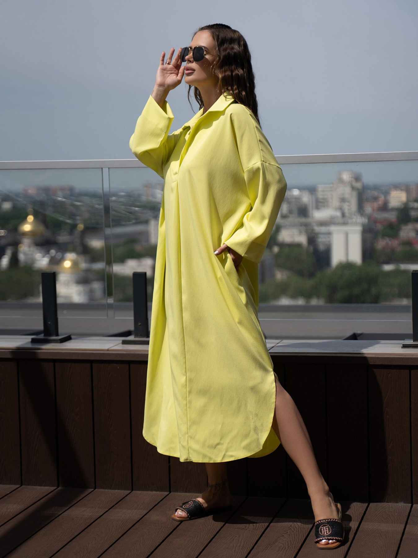 Сукня міді ISSA Plus модель 14099_yellow Сукня міді ISSA Plus модель 14099_yellow Фото