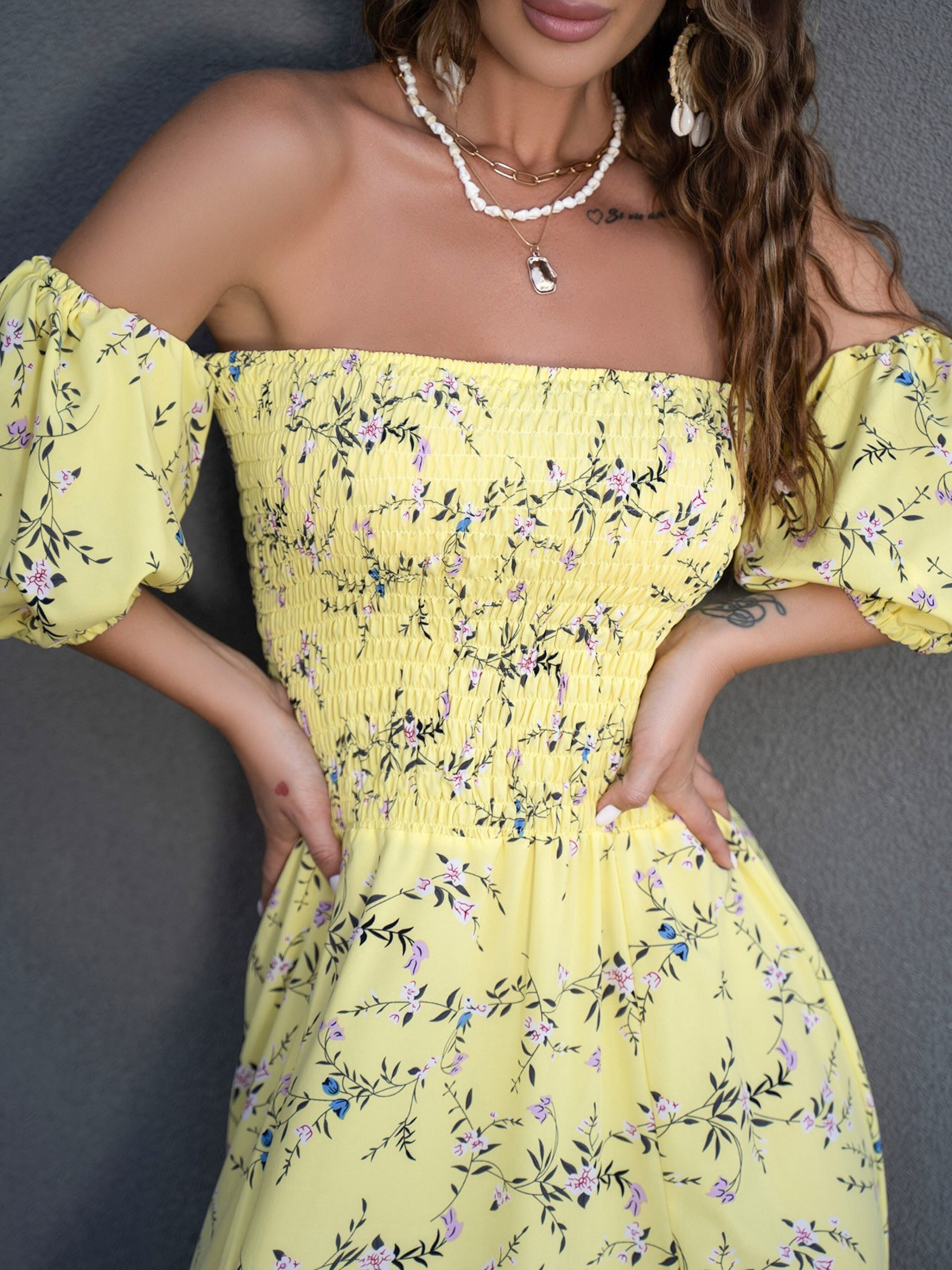 Платье макси ISSA Plus модель SA-252A_yellow Фото