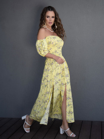 Платье макси ISSA Plus модель SA-252A_yellow Фото