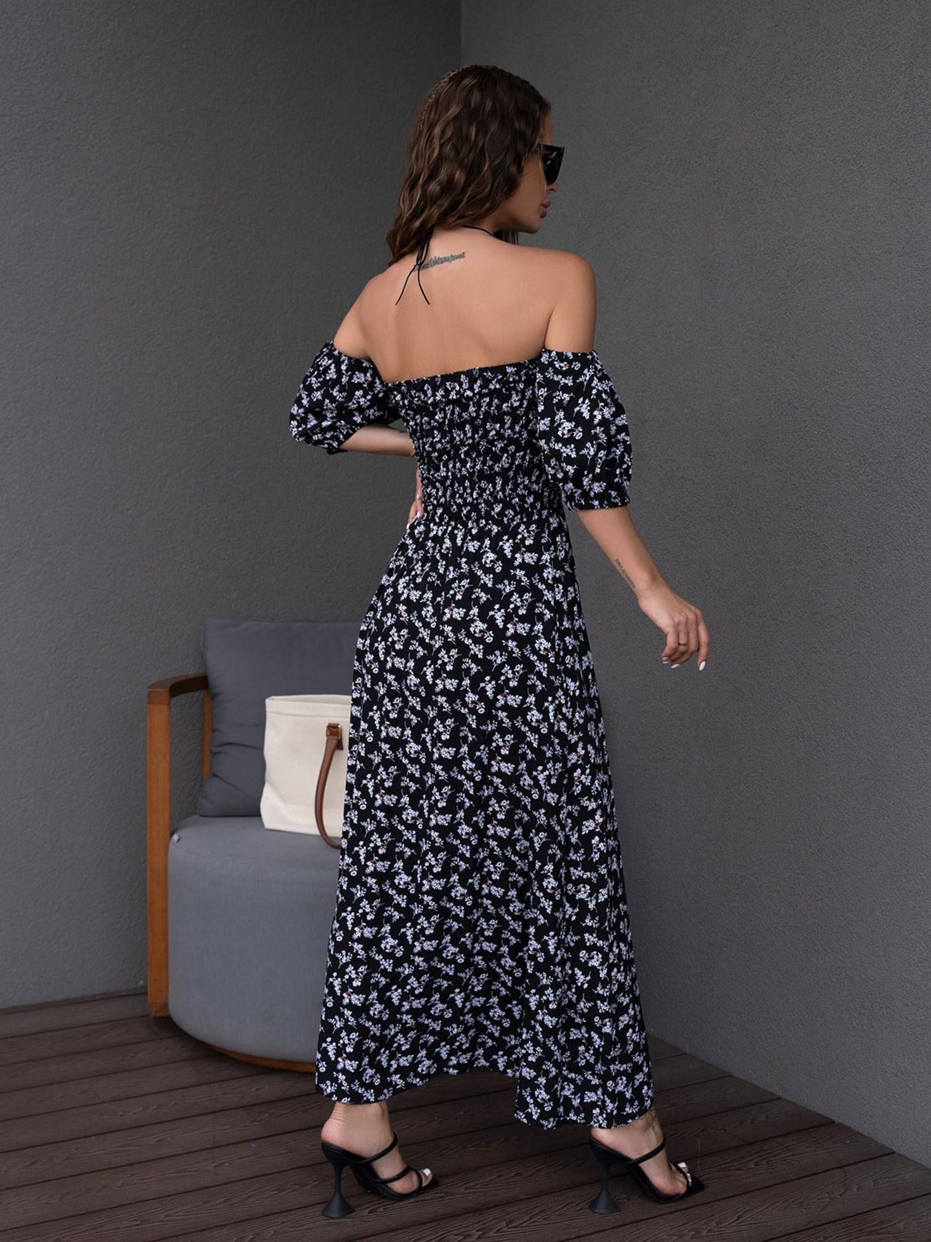 Платье макси ISSA Plus модель SA-252A_blackwhite Фото