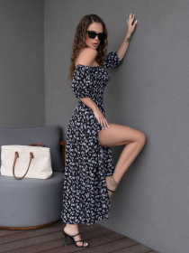 Платье макси ISSA Plus модель SA-252A_blackwhite Фото