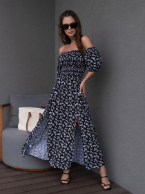 Платье макси ISSA Plus модель SA-252A_blackwhite Фото