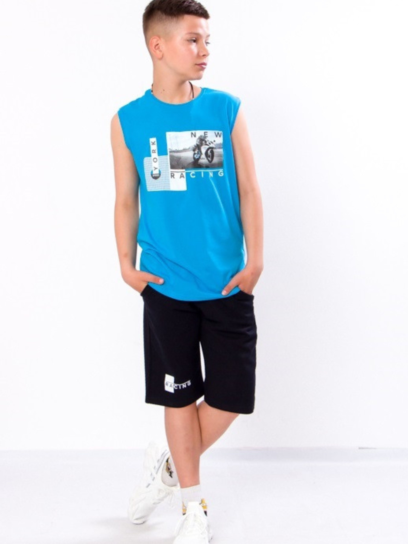 Повседневный костюм Носи своє модель 6185-057-33-1-svtlo-bryuzovij-chornilxno-sinj Фото