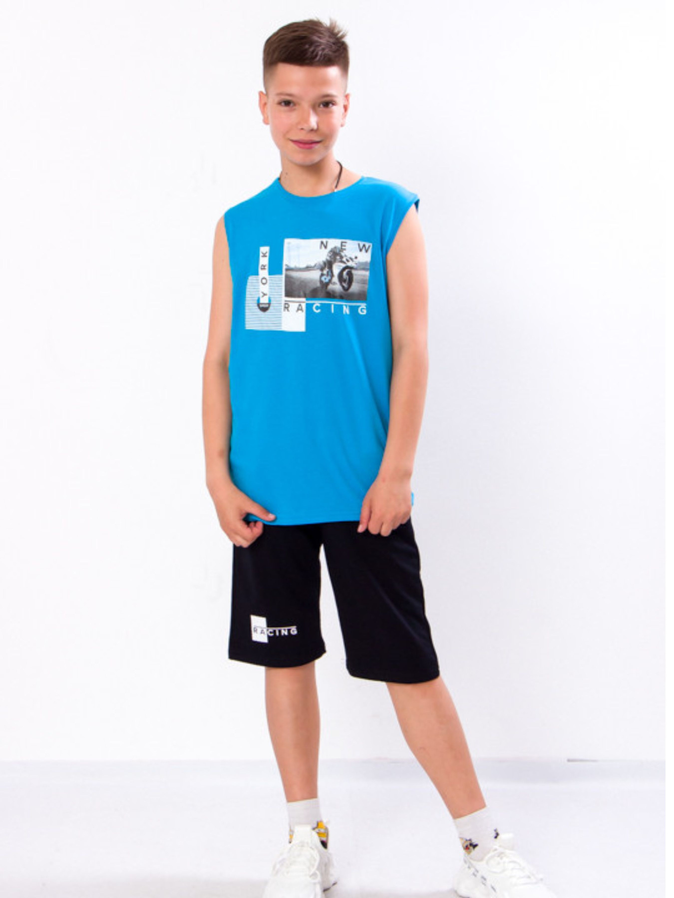 Повседневный костюм Носи своє модель 6185-057-33-1-svtlo-bryuzovij-chornilxno-sinj Фото