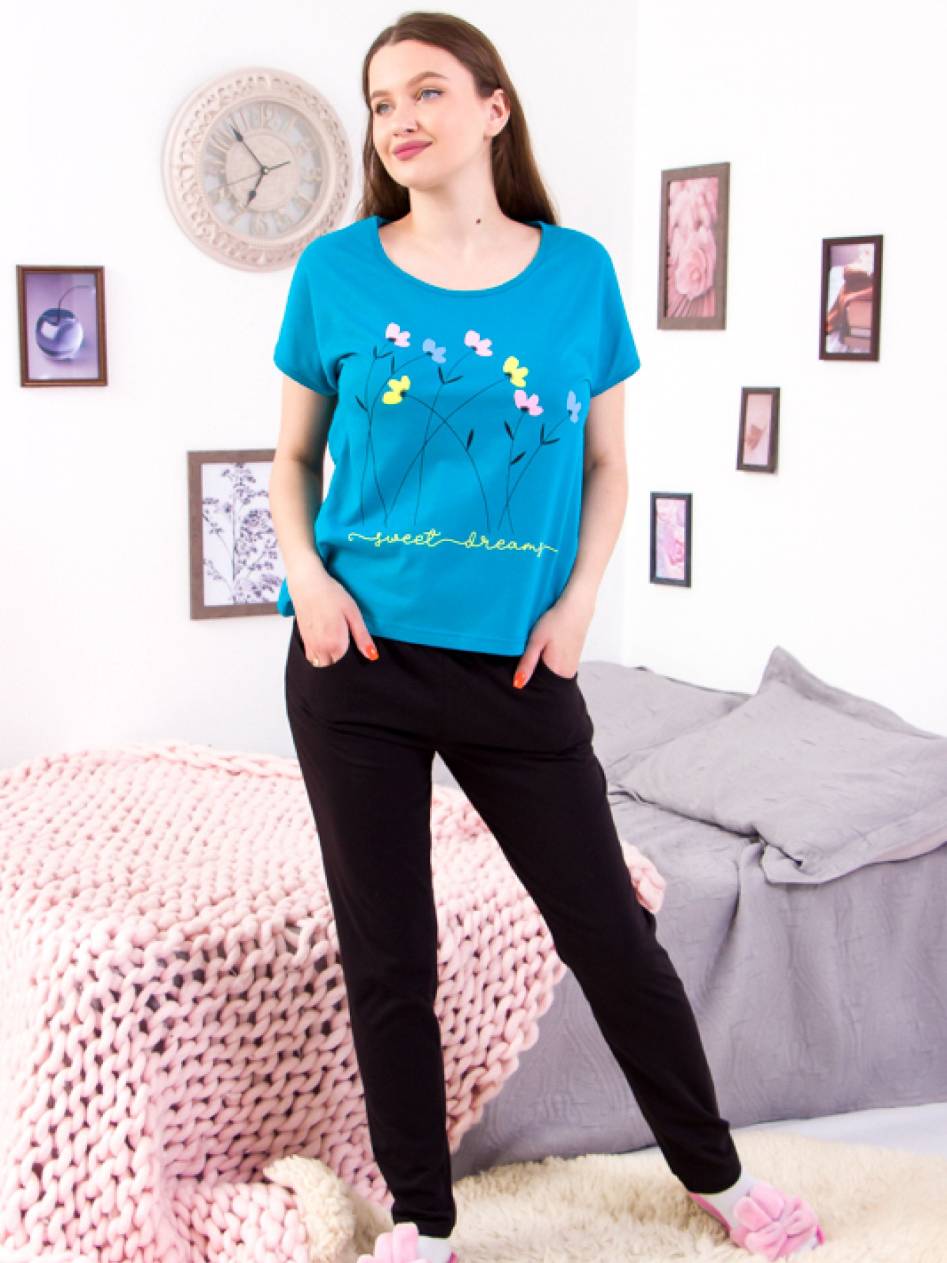 Пижама Носи своє модель 8071-001-33-bryuzovo-sinj-kvti Фото