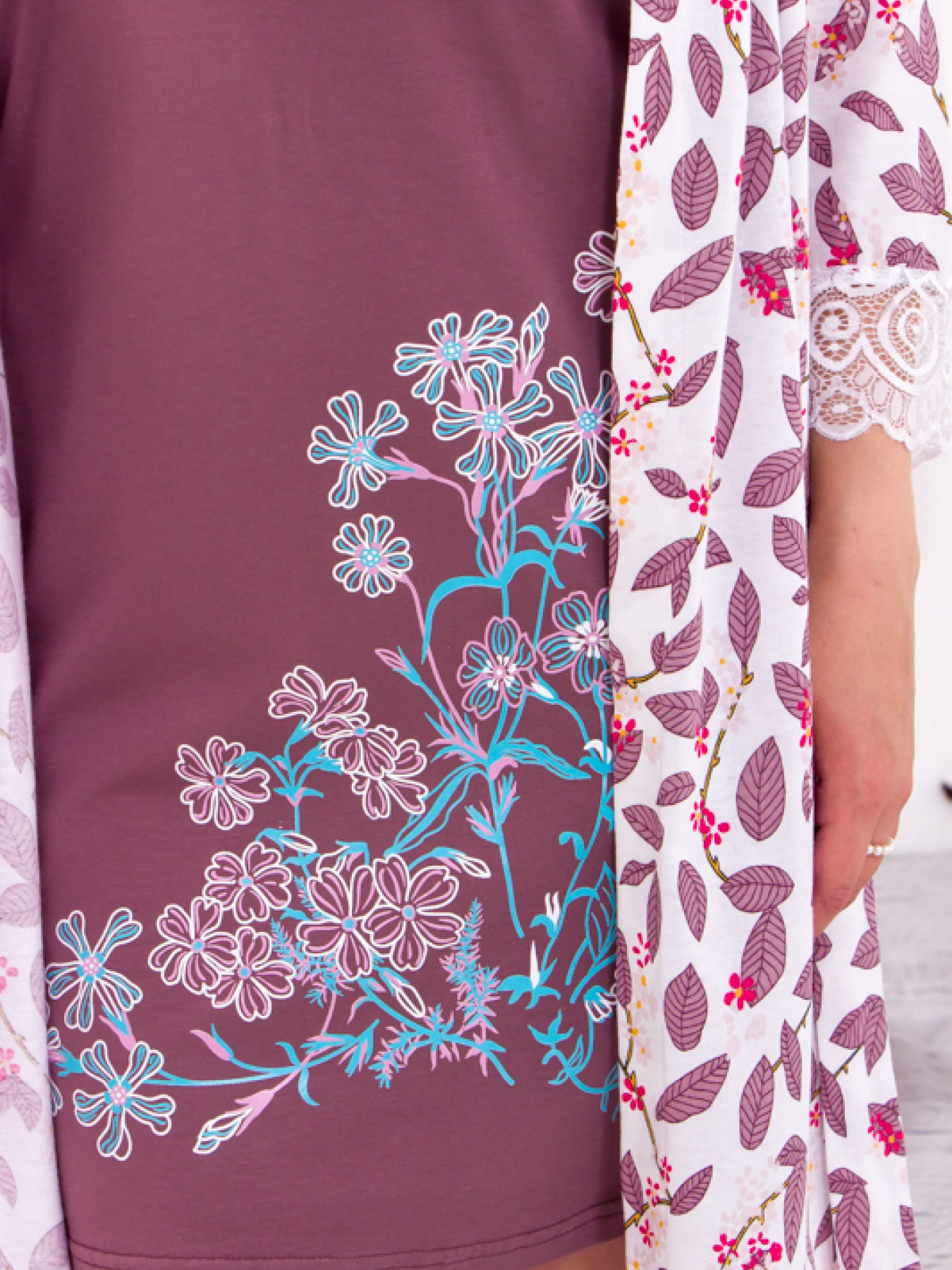 Домашний костюм Носи своє модель 8075-002-33-listochki-popelqsta-lavanda Фото