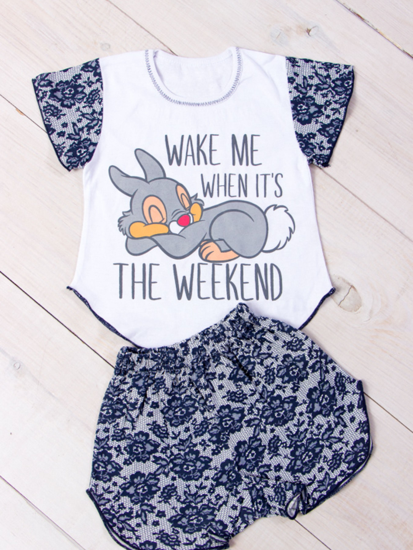 Пижама Носи своє модель 9668-002-33-zajchik-vzerunok-chornilxno-sinj Фото